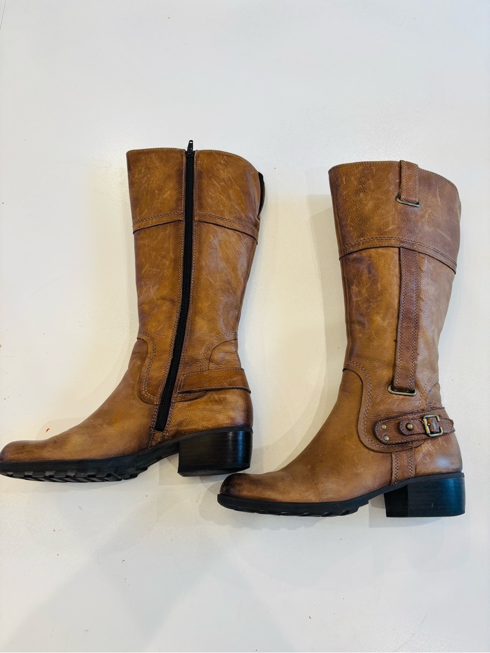 Women’s Leather Brown Side Zipper Mid-Calf Riding Boots size 8 - Picture 6 of 13